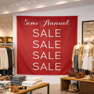 Semi Annual Sale Retail Banner Customizable Mall Wandteppich