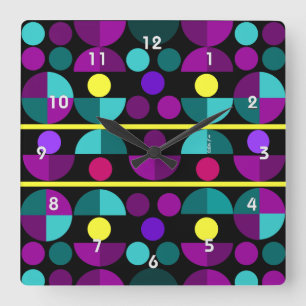 Semi Circles Wall Clock Quadratische Wanduhr