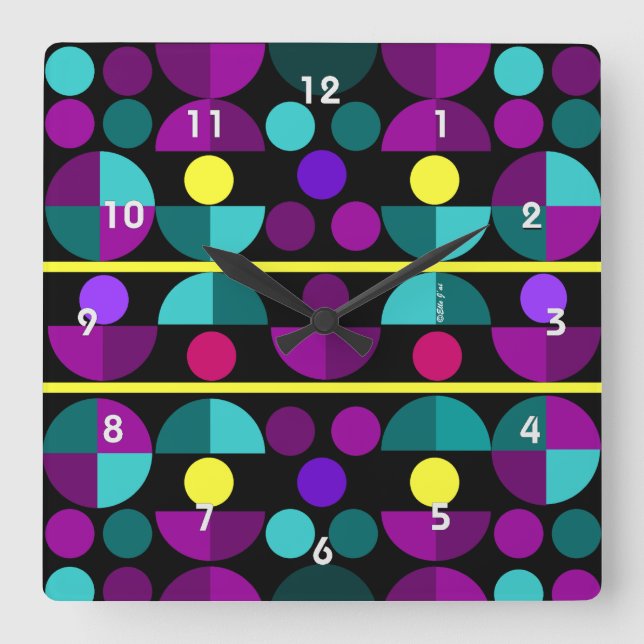 Semi Circles Wall Clock Quadratische Wanduhr (Vorderseite)