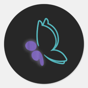 Semi Colon Butterfly Selbstmordbewusstsein Runder Aufkleber
