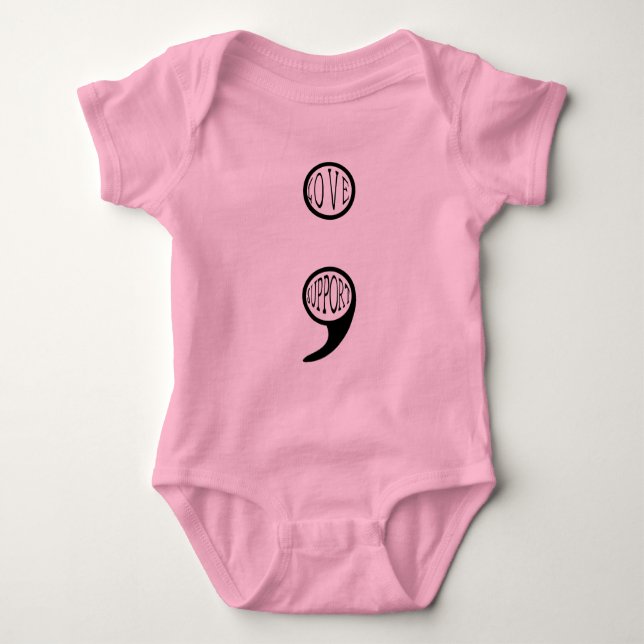 Semi Colon Liebe und Support Baby Strampler (Vorderseite)