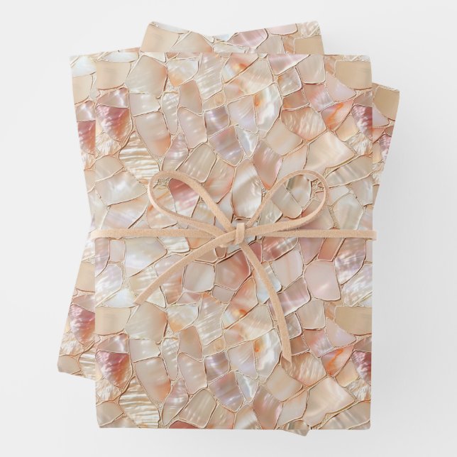Semi-Glossy Peach Mother of Pearl Mosaic Geschenkpapier Set (Beispiel)