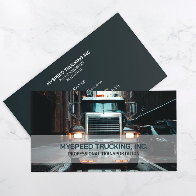 Semi Truck Beruflich Logistics Trucking Visitenkarte (Make an impact with these professional business cards, showcasing your brand and credibility.)