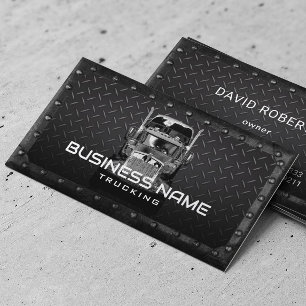 Semi Truck Beruflich Trucking Black Metal Visitenkarte