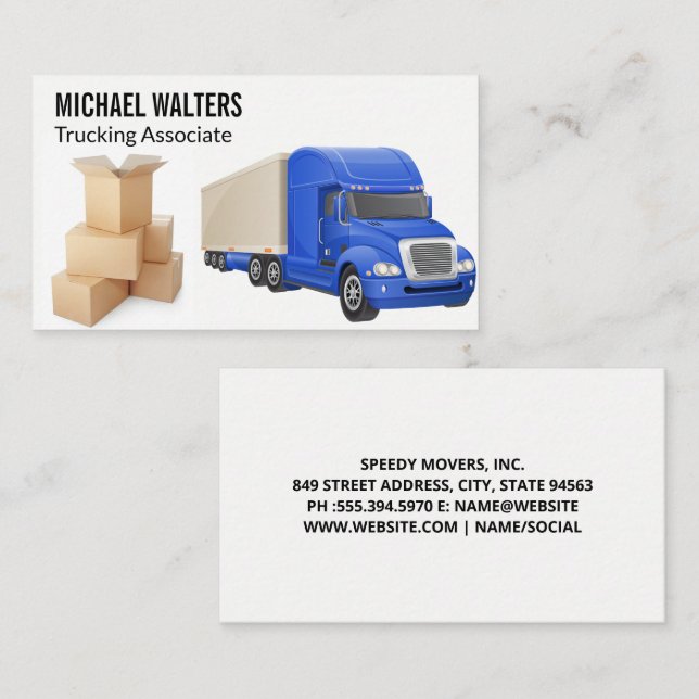 Semi Truck | Bewegungen | Box Business Card Visitenkarte (Vorne/Hinten)