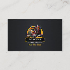 Semi Truck Black Metallic Business Card Visitenkarte