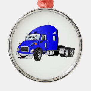 Semi Truck Cab Blue Ornament Aus Metall
