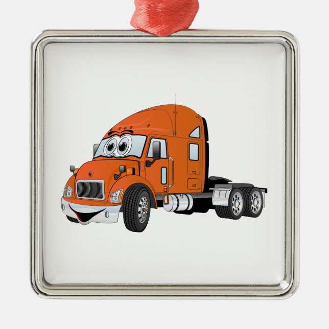 Semi Truck Cab Orange Silbernes Ornament (Vorne)