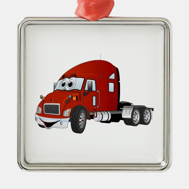 Semi Truck Cab Red Silbernes Ornament (Vorne)