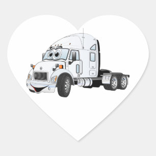 Semi Truck Cab White Herz-Aufkleber