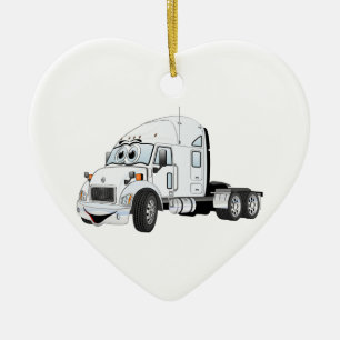 Semi Truck Cab White Keramikornament