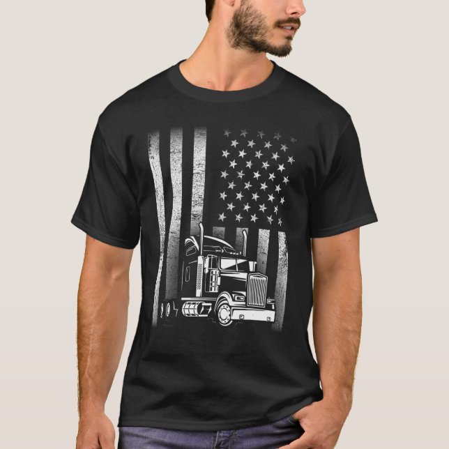 Semi Truck Driver 18 Wheeler Trucker Cool US Ameri T-Shirt (Vorderseite)
