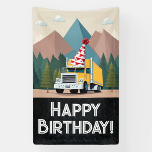 Semi Truck Happy Birthday Party Cooler Verkehr Banner