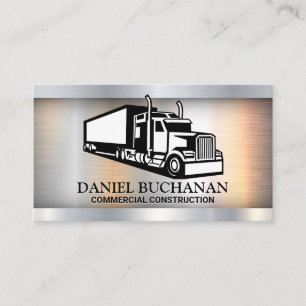 Semi Truck Icon   Metallic Brushed Visitenkarte