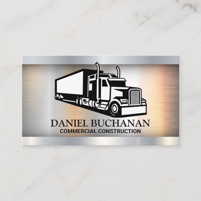 Semi Truck Icon | Metallic Brushed Visitenkarte (Vorderseite)