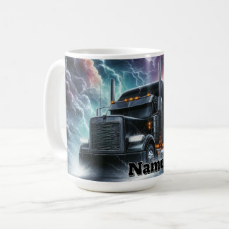 Semi Truck in einem pulsierenden Blitzgesturm Kaffeetasse