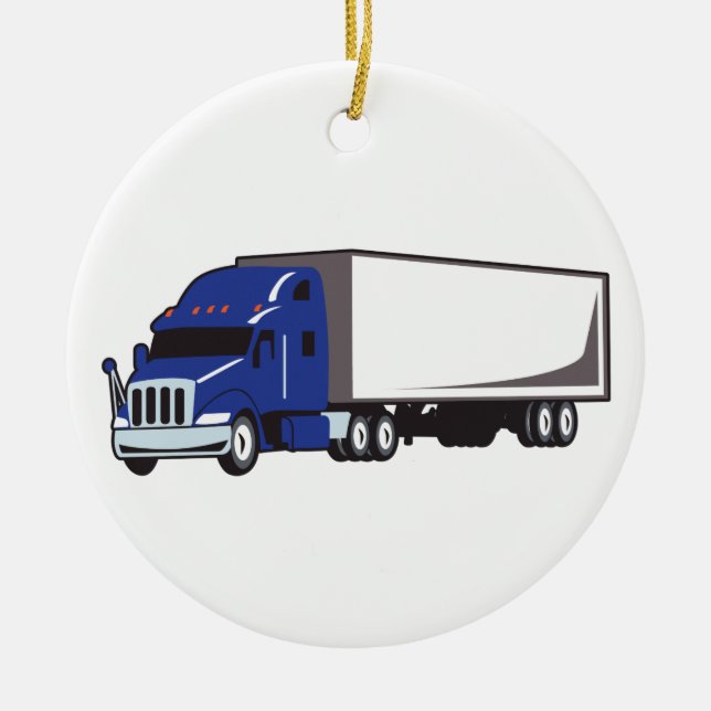 Semi Truck Keramik Ornament (Vorne)