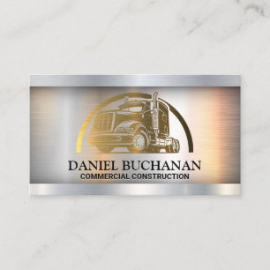 Semi Truck Logo   Gold Metallic Business Card Visitenkarte