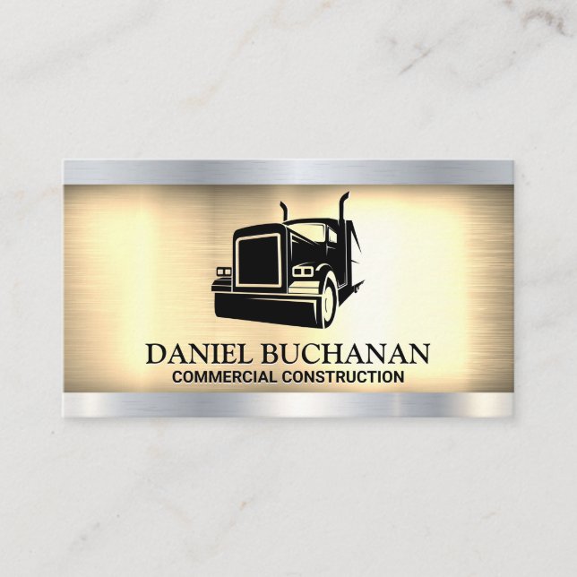 Semi Truck Logo | Gold Silver Metallic Visitenkarte (Vorderseite)