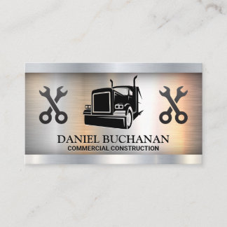 Semi Truck Logo | Wrenches | Metallic Visitenkarte