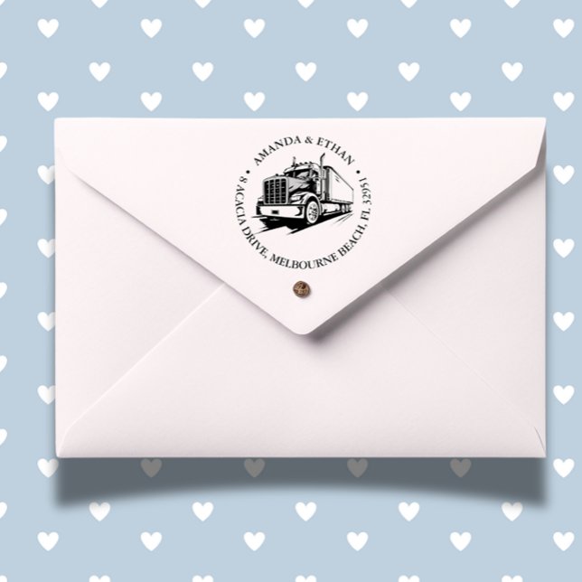 Semi Truck Theme Permastempel (Personalize your paperwork with our Semi Truck Theme Self-inking Stamp. )