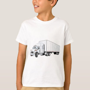 Semi Truck White Trailer Cartoon T-Shirt