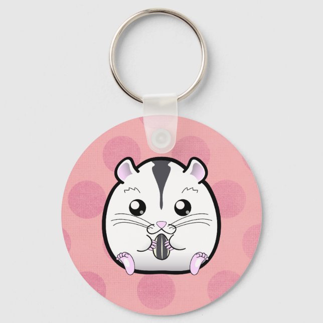 Semi White Russian Zwarf Hamster Schlüsselanhänger (Vorderseite)