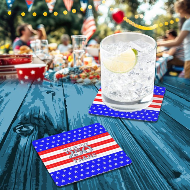 Semiaquincentennial Sterne und Streifen 250 Jahre Rechteckiger Pappuntersetzer (Von Creator hochgeladen)