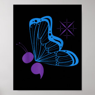 Semicolon 988 Butterfly Suicide Prevention Awarene Poster