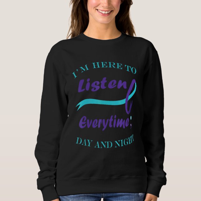 Semicolon Aquamarin Lila Ribbon Suicide Prevention Sweatshirt (Vorderseite)