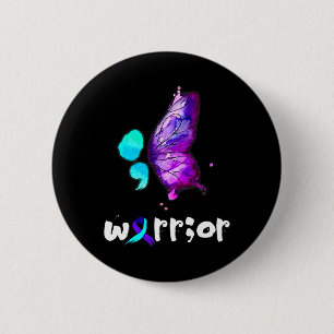 Semicolon Butterfly Aquarell Suizidprävention Button