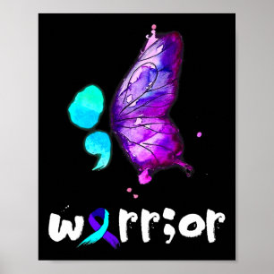 Semicolon Butterfly Aquarell Suizidprävention Poster