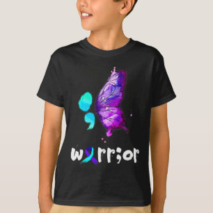 Semicolon Butterfly Aquarell Suizidprävention T-Shirt