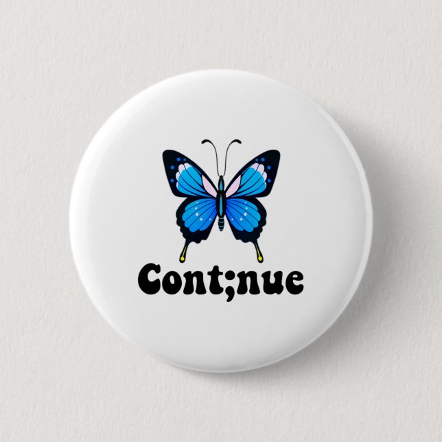 Semicolon Butterfly Mental Health Continue Button (Vorderseite)