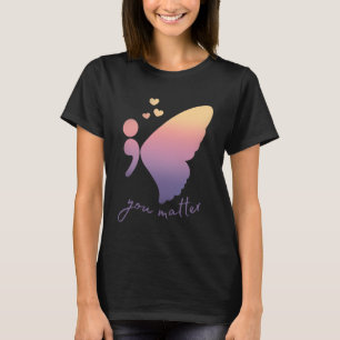 Semicolon Butterfly Psychische Gesundheit Suizid P T-Shirt