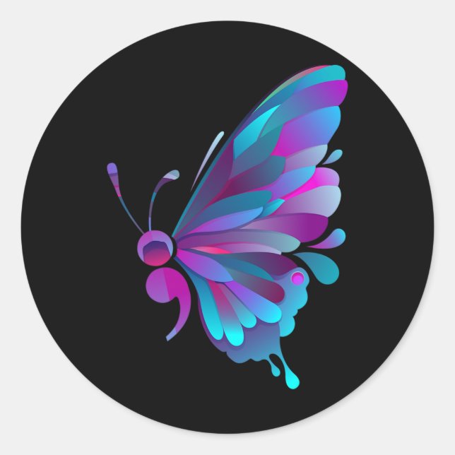 Semicolon Butterfly Semi-colon Tattoo Mental Healt Runder Aufkleber (Vorderseite)
