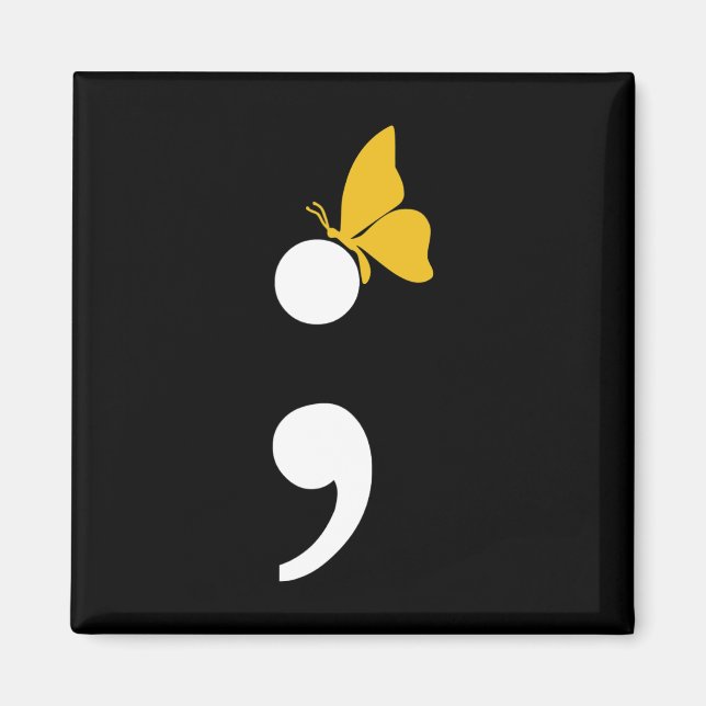 Semicolon Butterfly Suizid Depression Prevention Magnet (Vorne)