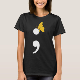 Semicolon Butterfly Suizid Depression Prevention T-Shirt