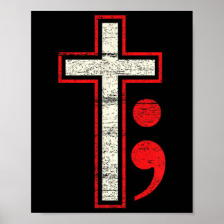 Semicolon Cross Mental Health Awareness Costume Ch Poster