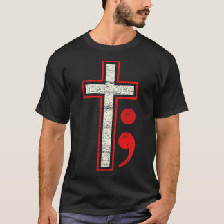 Semicolon Cross Mental Health Awareness Costume Ch T-Shirt
