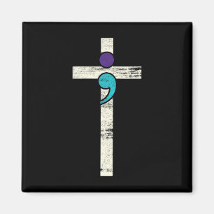 Semicolon Cross Mental Health Awareness Costume Wa Magnet