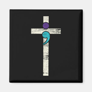Semicolon Cross Mental Health Awareness Costume Wa Magnet