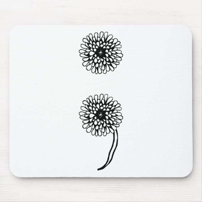 Semicolon Dandelion Suizidprävention Bewusstsein Mousepad (Vorne)