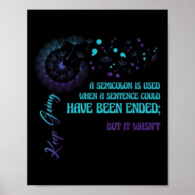 Semicolon Definition Dandelion Suizidprävention Poster (Vorne)