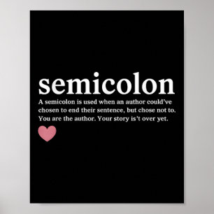Semicolon Definition Suizid Psychische Gesundheit Poster