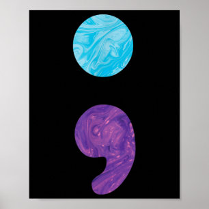 Semicolon Depression Suizidprävention Bewusstsein Poster