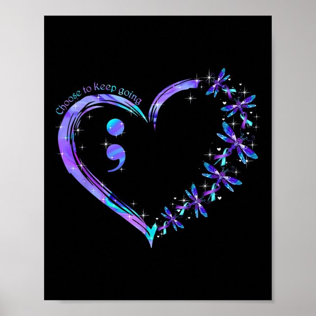 Semicolon Dragonfly Suizidprävention Monat Poster (Vorne)