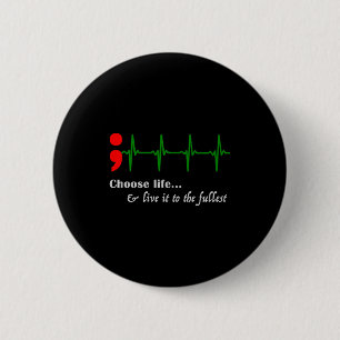 Semicolon Ekg Suizidbewusstsein Prävention Button