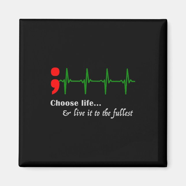 Semicolon Ekg Suizidbewusstsein Prävention Magnet (Vorne)