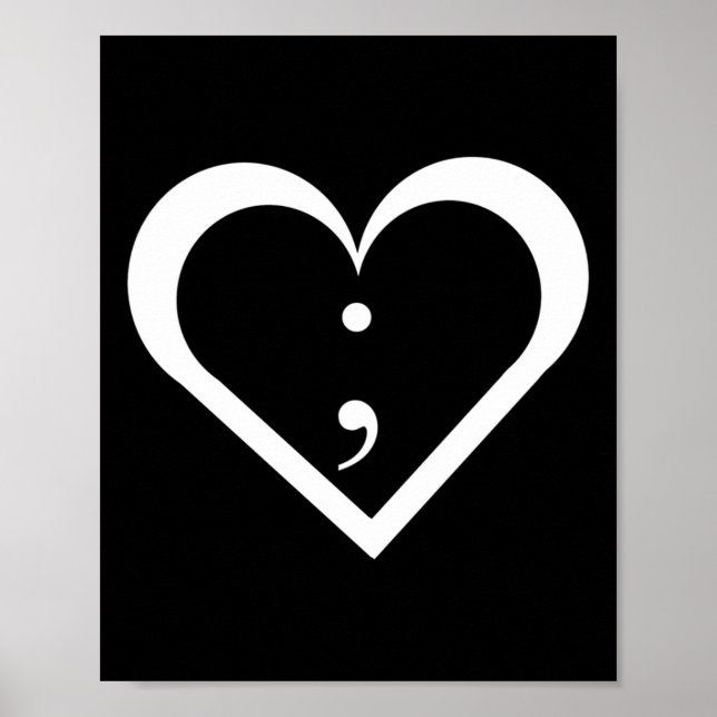Semicolon Heart Mental Health Awareness Long Sleev Poster (Vorne)